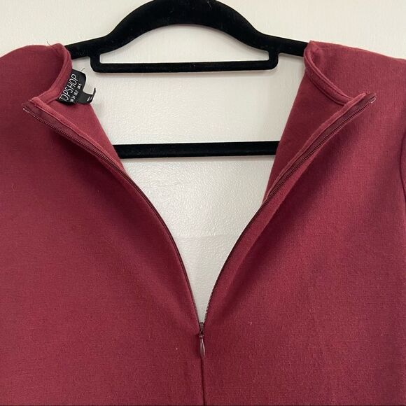Topshop Dress Faux Wrap Maroon Bodycon Mini Size 2 - Picture 6 of 6
